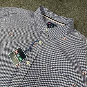Charleston Threads Mens XL Gingham American Flag Crab Embroidered Shirt Blue New